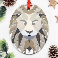 Polygonal Low Poly Lion Feline Oval Filigree Ornament (two Sides) by Pakrebo