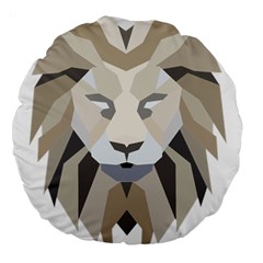 Polygonal Low Poly Lion Feline Large 18  Premium Round Cushions by Pakrebo