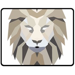 Polygonal Low Poly Lion Feline Double Sided Fleece Blanket (medium)  by Pakrebo