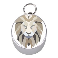 Polygonal Low Poly Lion Feline Mini Silver Compasses by Pakrebo