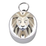 Polygonal Low Poly Lion Feline Mini Silver Compasses Front