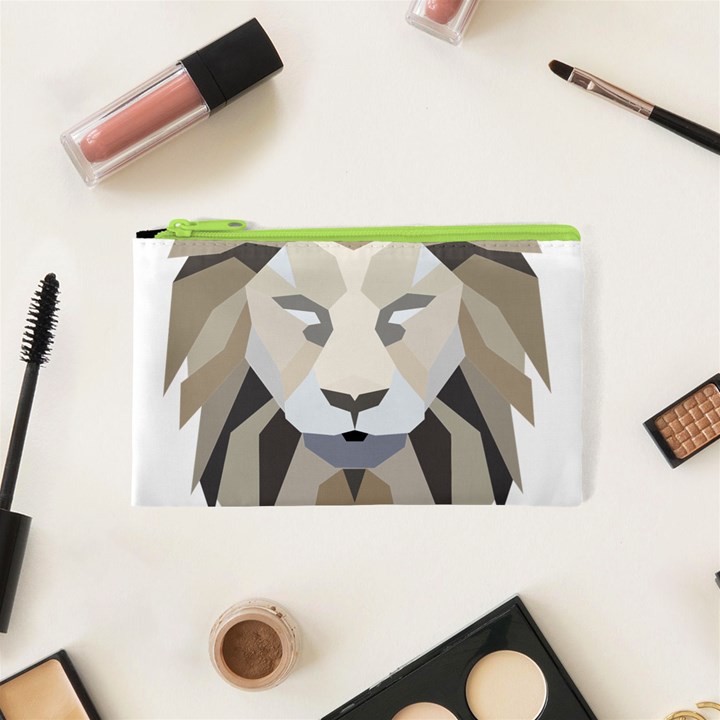 Polygonal Low Poly Lion Feline Cosmetic Bag (XS)