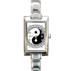 Yin Yang Eastern Asian Philosophy Rectangle Italian Charm Watch by Pakrebo