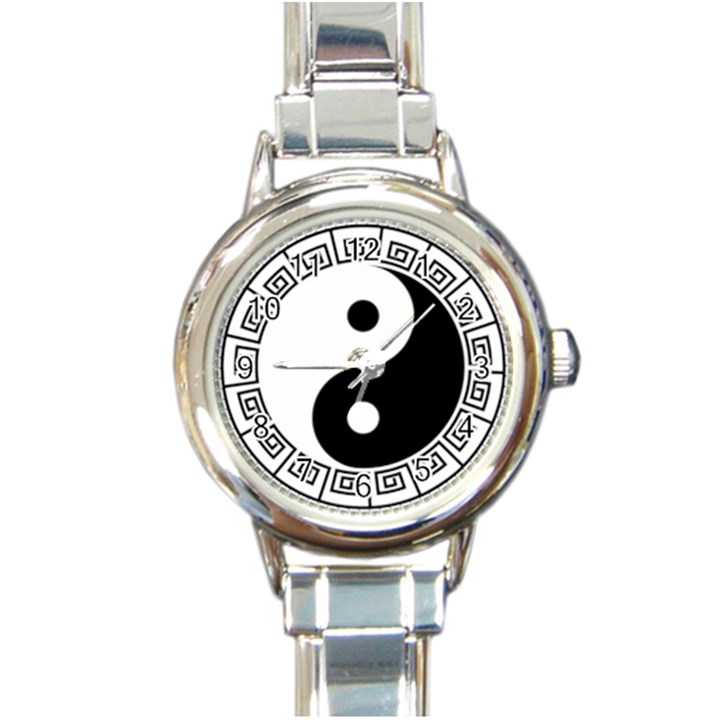 Yin Yang Eastern Asian Philosophy Round Italian Charm Watch