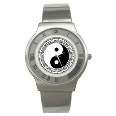 Yin Yang Eastern Asian Philosophy Stainless Steel Watch by Pakrebo