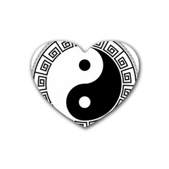 Yin Yang Eastern Asian Philosophy Heart Coaster (4 Pack)  by Pakrebo