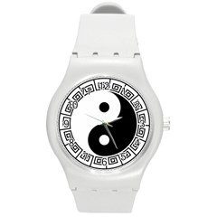 Yin Yang Eastern Asian Philosophy Round Plastic Sport Watch (m) by Pakrebo