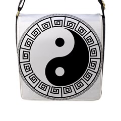 Yin Yang Eastern Asian Philosophy Flap Closure Messenger Bag (l) by Pakrebo