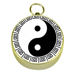 Yin Yang Eastern Asian Philosophy Gold Compasses by Pakrebo