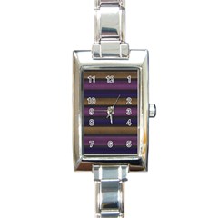 Stripes Pink Yellow Purple Grey Rectangle Italian Charm Watch by BrightVibesDesign