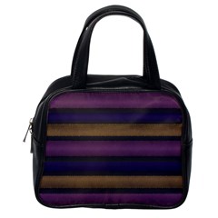 Stripes Pink Yellow Purple Grey Classic Handbag (one Side) by BrightVibesDesign