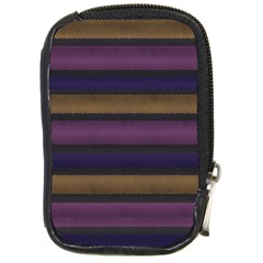 Stripes Pink Yellow Purple Grey Compact Camera Leather Case by BrightVibesDesign