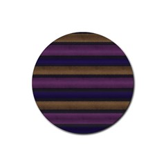 Stripes Pink Yellow Purple Grey Rubber Coaster (round)  by BrightVibesDesign