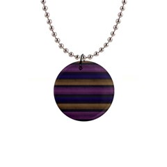 Stripes Pink Yellow Purple Grey 1  Button Necklace by BrightVibesDesign