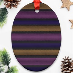 Stripes Pink Yellow Purple Grey Oval Ornament (two Sides) by BrightVibesDesign