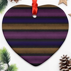 Stripes Pink Yellow Purple Grey Heart Ornament (two Sides) by BrightVibesDesign