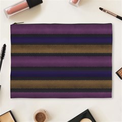 Stripes Pink Yellow Purple Grey Cosmetic Bag (xl) by BrightVibesDesign