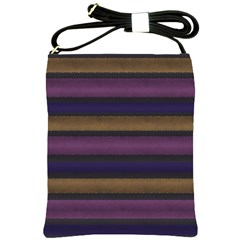 Stripes Pink Yellow Purple Grey Shoulder Sling Bag by BrightVibesDesign