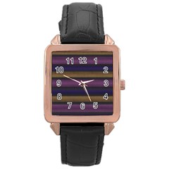 Stripes Pink Yellow Purple Grey Rose Gold Leather Watch  by BrightVibesDesign