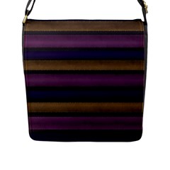 Stripes Pink Yellow Purple Grey Flap Closure Messenger Bag (l) by BrightVibesDesign