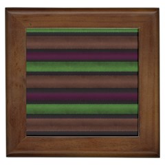 Stripes Green Brown Pink Grey Framed Tiles by BrightVibesDesign