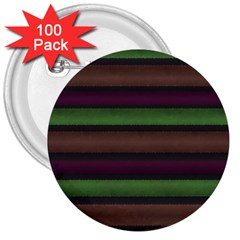 Stripes Green Brown Pink Grey 3  Buttons (100 Pack)  by BrightVibesDesign