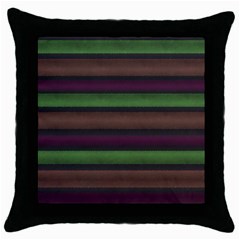 Stripes Green Brown Pink Grey Throw Pillow Case (black) by BrightVibesDesign