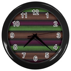 Stripes Green Brown Pink Grey Wall Clock (black) by BrightVibesDesign