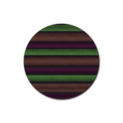 Stripes Green Brown Pink Grey Rubber Round Coaster (4 Pack)  by BrightVibesDesign