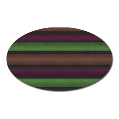 Stripes Green Brown Pink Grey Oval Magnet by BrightVibesDesign