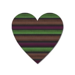 Stripes Green Brown Pink Grey Heart Magnet by BrightVibesDesign