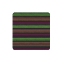 Stripes Green Brown Pink Grey Square Magnet by BrightVibesDesign