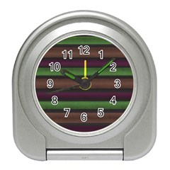 Stripes Green Brown Pink Grey Travel Alarm Clock by BrightVibesDesign