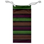 Stripes Green Brown Pink Grey Jewelry Bag Front