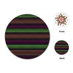 Stripes Green Brown Pink Grey Playing Cards (round) by BrightVibesDesign