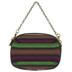 Stripes Green Brown Pink Grey Chain Purse (one Side) by BrightVibesDesign