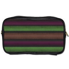 Stripes Green Brown Pink Grey Toiletries Bag (two Sides) by BrightVibesDesign