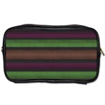 Stripes Green Brown Pink Grey Toiletries Bag (Two Sides) Front