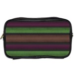 Stripes Green Brown Pink Grey Toiletries Bag (Two Sides) Back