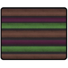 Stripes Green Brown Pink Grey Fleece Blanket (medium)  by BrightVibesDesign