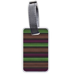 Stripes Green Brown Pink Grey Luggage Tags (one Side)  by BrightVibesDesign