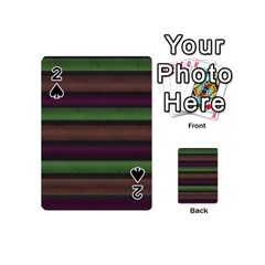 Stripes Green Brown Pink Grey Playing Cards 54 (mini) by BrightVibesDesign