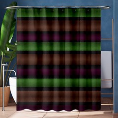 Stripes Green Brown Pink Grey Shower Curtain 60  X 72  (medium)  by BrightVibesDesign