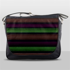 Stripes Green Brown Pink Grey Messenger Bag by BrightVibesDesign