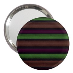 Stripes Green Brown Pink Grey 3  Handbag Mirrors by BrightVibesDesign