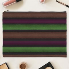 Stripes Green Brown Pink Grey Cosmetic Bag (xxxl) by BrightVibesDesign