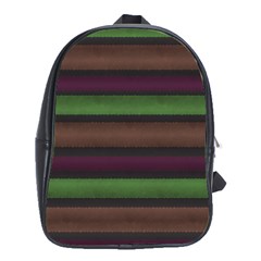 Stripes Green Brown Pink Grey School Bag (xl) by BrightVibesDesign