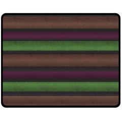 Stripes Green Brown Pink Grey Double Sided Fleece Blanket (medium)  by BrightVibesDesign