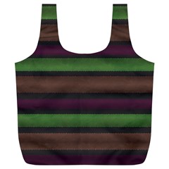 Stripes Green Brown Pink Grey Full Print Recycle Bag (xl) by BrightVibesDesign