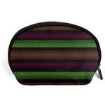 Stripes Green Brown Pink Grey Accessory Pouch (Large) Front